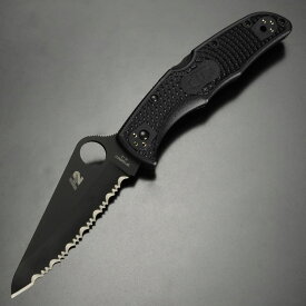 Spyderco オールブラック H-2防錆鋼 パシフィックソルト2 波刃 H-1 FRN スパイダルコ ロックバック式 折り畳みナイフ フォルダー フォールディングナイフ ホールディングナイフ 折りたたみナイフ 折り畳み式ナイフ 折りたたみ式ナイフ