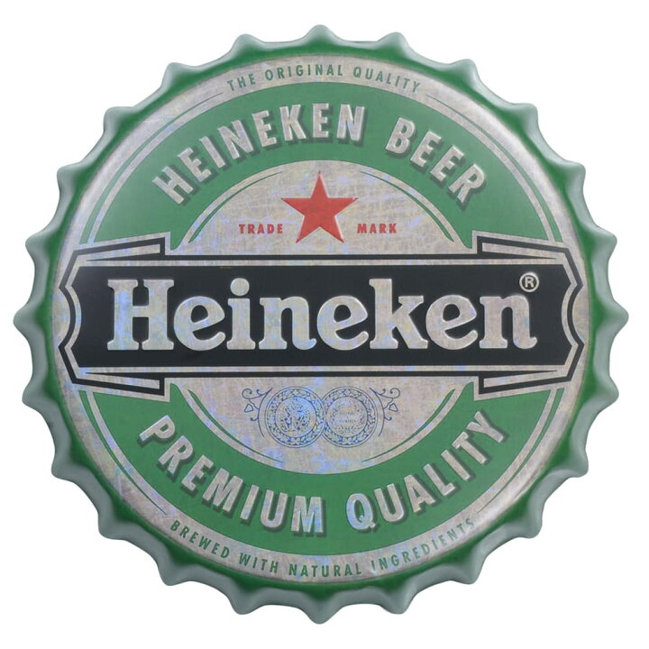 楽天市場】ブリキ看板 Heineken ボトルキャップ型 スチール製 0003340 