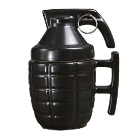 MK2 手榴弾型 マグカップ ふた付 [ ブラック ] ハンドグレネード マーク2 パイナップル コップ コーヒーマグ スタッキングマグ 陶器 セラミック コーヒーカップ スープマグ スープカップ