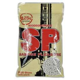 SP バイオBB弾 BIO BALL PELLET 生分解性プラスチック 0.25g 4000発 SABAGE PLEASURE サバゲー 屋外サバゲー バイオ弾 1Kg ビービー弾 エアガン弾 ガスガン 6mm バイオビービー弾