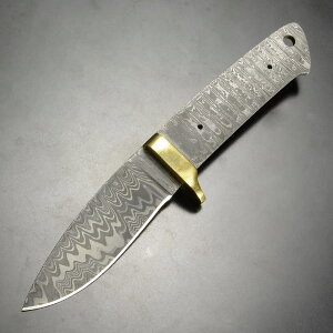 Knifemaking ナイフブレード Damascus Drop Pt 真鍮ガード付き ダマスカス鋼 BL129D ナイフメイキング ダマスカスブレード クラフトナイフ ハンドメイド ナイフパーツ ナイフ部品 ナイフ用品 ナイフ用