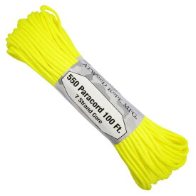 ATWOOD ROPE 550パラコード タイプ3 ネオンイエロー [ 30m ] アトウッドロープ Neon Yellow 蛍光 黄色 商用 ロープ パラシュートコード 7ストランドコア 綱 靴紐 靴ひも シューレース 防災 550コード ナイロンコード 紐 ひも