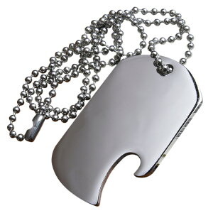 ステンレス製 ドッグタグ 栓抜き 鏡面仕上げ チェーン付 ドックタグ 認識票 DOG TAG つやあり 艶あり メンズアクセサリー ボトルオープナー 鏡面加工 識別票 Dog Tag 通販 販売 アクセサリー ミ