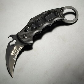 FOX カランビット 半波刃 G10ハンドル 折りたたみ式 ブラックセラコート FX-599 XTS KNIVES フォックスナイブズ KARAMBIT ロックバック式 セレーション フォールディングナイフ 折り畳みナイフ 折りたたみナイフ 折り畳み式ナイフ 折りたたみ式ナイフ フォルダー