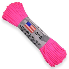 ATWOOD ROPE 550パラコード タイプ3 ホットピンク ネオン アトウッドロープ neon hotpink 蛍光 パラシュートコード 綱 靴紐 靴ひも シューレース 防災 550コード ナイロンコード