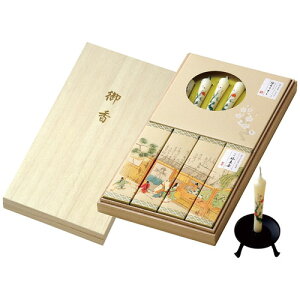【送料無料・包装無料・のし無料】カメヤマ 吟撰仙年香・絵ろうそくセット I1347-09-01(A4)