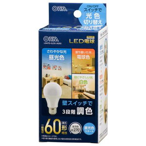 OHM �I�[���d�@�@LED�d���i60�`����/E26/�S����270°/���`���Ή�/���F�@�\�t/�����F�X�^�[�g�j LDA7D-G/CK AG93
