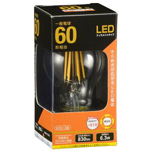 OHM �I�[���d�@�@LED�t�B�������g�^�C�v�d�� �N���A�i60�`����/830lm/�d���F/E26/�S�����z��310°�j LDA6L C6