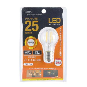 OHM �I�[���d�@�@LED�t�B�������g�^�C�v�d�� �N���v�g�����i25�`����/252 lm/1.8W/�d���F/E17/�S�����z��290°�j LDA2L-E17 C6/PS35