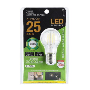 OHM �I�[���d�@�@LED�t�B�������g�^�C�v�d�� �N���v�g�����i25�`����/261 lm/1.7W/�����F/E17/�S�����z��290°�j LDA2N-E17 C6/PS35