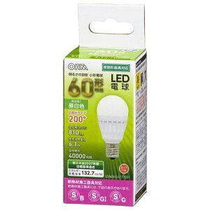 OHM �I�[���d�@�@LED�d�� ���`�i60�`����/810lm/�����F/E17/�L�z��200°/�����Ή�/�f�M�ގ{�H���Ή��j LDA6N-G-E17 IS51