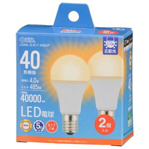 OHM �I�[���d�@�@LED�d�� ���`�i40�`����/485m/4.0W/�d���F/E17/Ra84/�L�z��210°/���`���Ή�/�f�M�ގ{�H���Ή�/2���j LDA4L-G-E17 AG62P