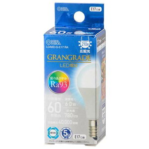 OHM �I�[���d�@�@LED�d�� ���`�iRa93/60�`����/�����F/780lm/6.0W/E17/�L�z��210°/���`���Ή�/�f�M�ގ{�H���Ή��j LDA6D-G-E17 RA