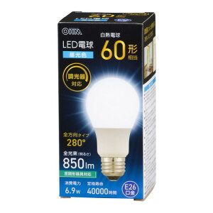 OHM �I�[���d�@ LED�d�� 60�`���� �����F 850 lm E26 �S�����z��280°������Ή� LDA7D-G/D AG5