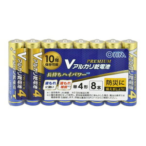 OHM�d�@ �A���J�����d�r V�V���[�Y PREMIUM �P4�`×8�{�p�b�N LR03VPS8P 10�N�ۑ� �h�Зp�i ���p ���~