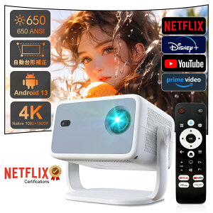 vWFN^[ ƒp 360°] ^ vWFN^[ V䓊e 1080P FHDENetflixCZX Android TV13.0 650ANSI 4KΉ I[gtH[JX/S`␳/XN[AWXg/Q