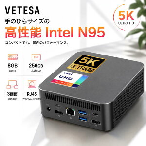 �~�jPC VETESA Intel N95 ��12���� Windows11 WPS Office���� ������8GB SSD256GB �ő�4TB�I���� UHD 5K�Ή� HDMI DP �L��LAN �ȃX�y�[�X ���y�� ���^�f�X�N�g�b�vPC �V�i