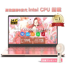 ノートパソコン 新品 14インチ Office搭載 Windows11 Pro 日本語キーボード メモリ 12GB SSD 128GB 256GB 512GB 1TB Webカメラ WiFi Bluetooth 選べるカラー 14型 薄型 軽量 初心者 学習用 PC ピンク シルバー【最短当日出荷】