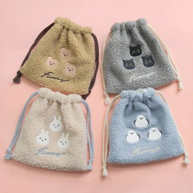 フラワーリング もこもこアニマル巾着 巾着 ポーチ かわいい メイク 巾着 ポーチ 巾着袋 大人 くま ポーチ うさぎ ポーチ ねこ ポーチ 猫 ポーチ モコモコ ポーチ ふわふわ ポーチ ウサギ グッズ ポーチ 可愛い 化粧ポーチ おしゃれ