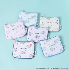 フラワーリング サンリオキャラクターズ フラットポーチ サンリオ ポーチ キティちゃんグッズ クロミちゃん ポーチ ハンギョドン グッズ こぎみゅん シナモロール ポチャッコ グッズ ミニポーチ 小物入れ 小さい ポーチ 小物入れ キティちゃん 大人 プレゼント