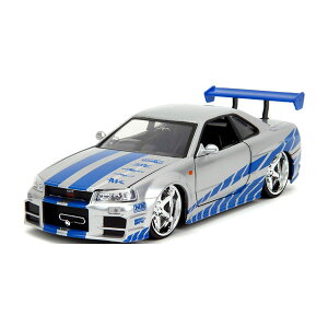 ����������Jada Toys ���C���h�E�X�s�[�h�V���[�Y 1/24 F��F �j�b�T�� �X�J�C���C�� GT-R (R34) �g�u���C�A���E�I�R�i�[�h (�V���o�[) �_�C�L���X�g���f�� �~�j�J�[ JADA97158 �iZM169920�j