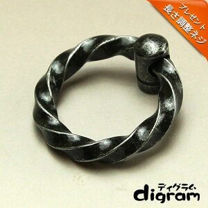 鉄 アイアン 取っ手 つまみ トルシオンループ ・ ノブ ( アンティーク シルバー )【GL0059】 1個