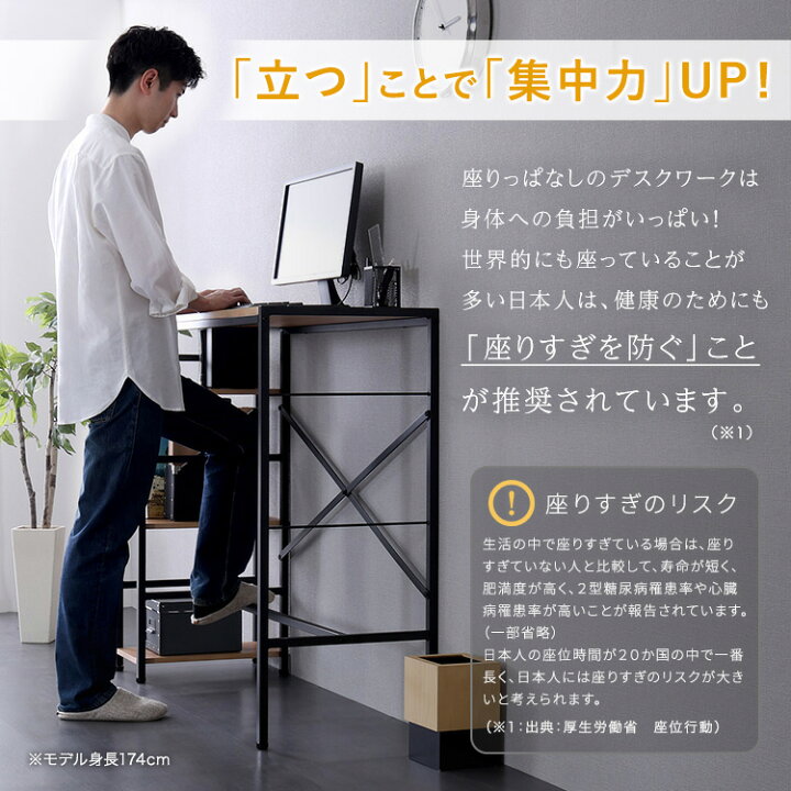 楽天市場】足掛け スタンディングデスク 幅120 足置き 収納ラック 