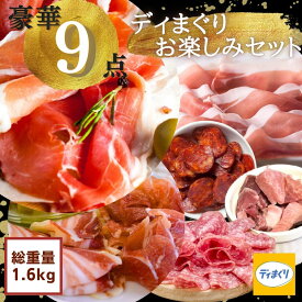 お楽しみセット 豪華9点【送料無料】【冷凍配送】 福袋 生ハム サラミ ワイン フィノキオーナ パンチェッタ トリュフ チョリソー 熟成 訳あり 総重量約1.6kg 切り落とし お祝い ワイン ビール