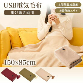 【クリアランスSALE限定30%OFF＆クーポンで4,186円】 電気毛布 USB ニット ワッフル生地 大きいサイズ 掛け敷き 電気 ひざ掛け バッテリー付き 着る電気毛布 8発熱 ヒーター 洗える 150*85cm 3段階 タッセル仕様 掛け毛布 発熱 肩掛け ヒーター付き ブランケット