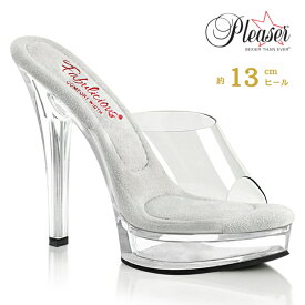 Pleaser プリーザー ミュール サンダル 厚底 レディース メンズ 13cm ヒール クリア クリアソール クリアヒール オープントゥ パーティー ハイヒール 大きいサイズ あり 22cm 23cm 24cm 25cm 26cm 27cm 13センチ ヒール MAJESTY-501 MJTY501/C/M 取寄
