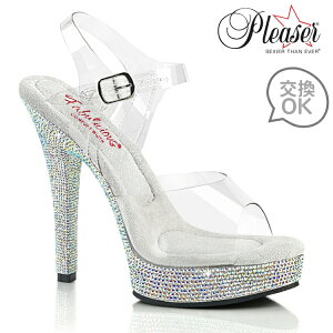 Pleaser プリーザー サンダル キャバ ヒール 厚底 レディース メンズ 13cm ヒール クリア ラインストーン キラキラ ポールダンス セクシー ハイヒール ピンヒール 大きいサイズ あり 22cm 23cm 24cm 2