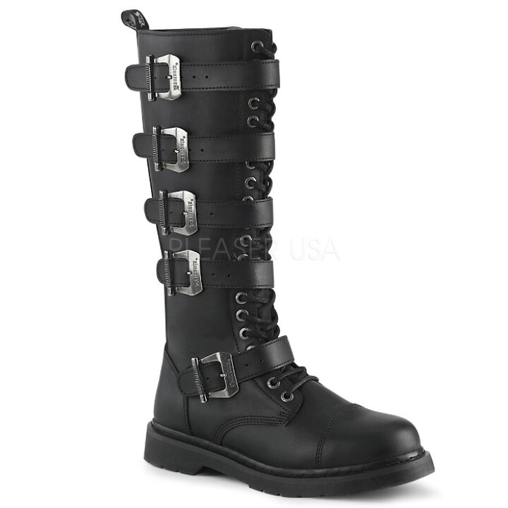 楽天市場 Demonia デモニア ロングブーツ フラットヒール 3 Cm ヒール 黒 ブラック 合皮 つや消し ベルト バックル レースアップ ジッパー 小さいサイズ 大きいサイズ コンバットブーツ パンク ゴシック 原宿系 靴 レディース メンズ ユニセックス Bolt 425 Bolt425 Bvl
