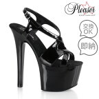 Pleaser プリーザー ヒール キャバ サンダル 厚底 18cm ヒール 黒 ブラック エナメル 女性 男性 用 ハイヒール 大きいサイズ 小さいサイズ ピンヒール エナメルサンダル ストラップベルト セクシー キャバ嬢 靴 レディース メンズ 18センチ ヒール SKY-330 SKY330/B/M 即納