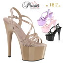 プリーザー ヒール サンダル 厚底 18cm ヒール ハイヒール ピンヒール ベージュ 黒 ピンク ラベンダー色 エナメル ミスコン コンテスト 用 ヒール セクシー 衣装 ストラップ 大きいサイズ 22cm 23cm 24cm 25cm 26cm 27cm シューズ 用 靴 Pleaser ADORE-713 即納 取寄 公式