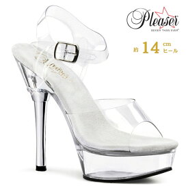 Pleaser プリーザークリアヒール サンダル 厚底 レディース メンズ 小さいサイズ 大きいサイズ 14cmヒール ストラップ ハイヒール ピンヒール ラインストーン コスプレ ミスコン ドレス コンテスト 用 靴 シューズ ALLURE-608 ALL608/C/M 即納 取寄