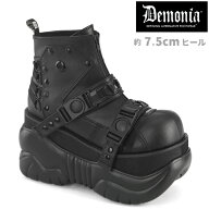 demonia デモニア ブーツ アンクルブーツ 厚底 スニーカー ショートブーツ 10cm ヒール 黒 ブラック フェ…