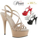 Pleaser プリーザー ヒール サンダル 厚底 15cm ヒール ハイヒール ピンヒール ベージュ 黒 白 赤 15cmヒール エナメル コンテスト ヒール 衣装 ミスコン 用 ストラップ 大きいサイズ 23cm 24cm 25cm 26cm 27cm 28cm 29cm 30cm シューズ 靴 DELIGHT-613 即納 取寄 公式