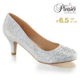 Pleaser プリーザー パンプス ローヒール キャバパンプス ヒール低め キャバヒール レディース メンズ 6cm ヒール 銀色 シルバー グリッター キラキラ 女性 男性 ラインストーン 小さいサイズ 大きいサイズ 歩きやすい 7センチ ヒール DORIS-06 DORIS06/SGFA 即納 取寄 公式
