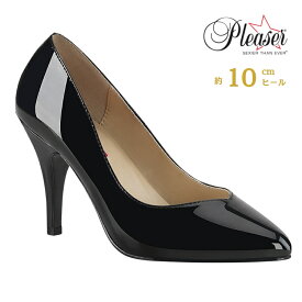 Pleaser プリーザー ハイヒール パンプス 大きいサイズ 小さいサイズ 黒 ブラック エナメル 10cm ヒール レディース メンズ ピンヒール ポインテッドトゥ フォーマル ドレス 衣装 女性 男性 用 ハイヒール パンプス 10センチ ヒール 高め DREAM-420 DRE420/B 即納 取寄