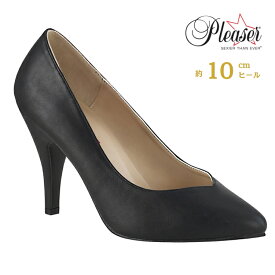 Pleaser プリーザー ハイヒール パンプス 大きいサイズ 小さいサイズ 黒 ブラック 合皮 10cm ヒール レディース メンズ ピンヒール ポインテッドトゥ フォーマル ドレス 衣装 女性 男性 用 ハイヒール パンプス 10センチ ヒール 高め DREAM-420 DRE420/B/PU 即納 取寄
