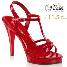 サンダル Pleaser プリーザー 11cm 12 センチ ヒール 赤 レッド エナメル Tストラップ ストラップ ハイヒール ピンヒール 社交ダンス エナメルサンダル フォーマル 大きいサイズ 小さいサイズ レディース メンズ FLAIR-420 FLA420/R/M 取寄