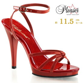 Pleaser プリーザー ハイヒール サンダル 11cm ヒール ヒール 赤 レッド エナメル アンクル ストラップ ベルト ドレス 社交ダンス 結婚式 エナメルサンダル 衣装 靴 シューズ 大きいサイズ 小さいサイズ レディース メンズ FLAIR-436 FLA436/R/M 即納 取寄 公式