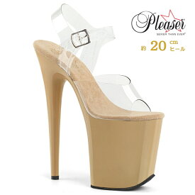 20cm ヒール 厚底 サンダル Pleaser プリーザー 大きいサイズ 小さいサイズ 超厚底 ハイヒール ピンヒール ポールダンス ストラップ 厚底サンダル クリア クリーム色 レディース メンズ 20cmヒール 20センチ ヒール フラミンゴ FLAMINGO FLAM808/C/CR 即納 取寄 公式