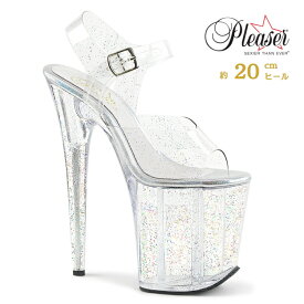 20cm ヒール 厚底 サンダル Pleaser プリーザー 大きいサイズ 小さいサイズ ハイヒール ピンヒール クリアヒール ポールダンス アンクル ストラップ 厚底サンダル ラメ クリア レディース メンズ 20cmヒール 20センチ ヒール フラミンゴ FLAM808MMG/C/M 即納 取寄 公式