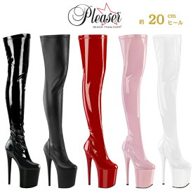 20cm ヒール ニーハイブーツ サイハイブーツ オーバーニーブーツ 厚底 Pleaser プリーザー 黒 白 赤 ピンク エナメル つや消し ストレッチ 大きいサイズ 小さいサイズ ポールダンス 衣装 レディース メンズ 20cmヒール 20センチ ヒール FLAMINGO-3000 即納 取寄 公式