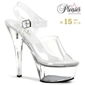 プリーザー Pleaser クリアヒール サンダル ダンス キャバ ヒール クリア 厚底 15cm ヒール レディース メンズ 厚底サンダル 大きいサイズ 小さいサイズ セクシー ハイヒール ピンヒール 15センチ ヒール 女装 ポールダンス コンテスト KISS-208 KISS208/C/M 即納 取寄 公式