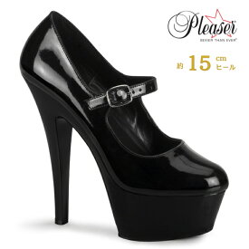 パンプス 厚底 Pleaser プリーザー 15cm ヒール 黒 ブラック エナメル メリージェーン 甲ストラップ ハイヒール ピンヒール コスプレ 衣装 ポールダンス 大きいサイズ パーティー 靴 レディース メンズ KISS280/B/M 取寄
