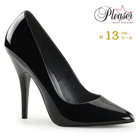 Pleaser プリーザー ハイヒール パンプス 大きいサイズ 小さいサイズ 黒 ブラック エナメル 13cm ヒール レディース メンズ ピンヒール ポインテッドトゥ フォーマル ドレス 衣装 女性 男性 用 ハイヒール パンプス 13センチ ヒール 高め SEDUCE-420 SED420/B 即納 取寄