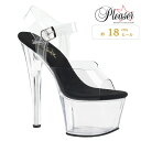 Pleaser プリーザー ヒール キャバ サンダル 厚底 18cm ヒール 透明 クリア 女性 男性 用 ハイヒール 大きいサイズ 小さいサイズ ピンヒール クリアヒール アンクルストラップ ポールダンス 女装 レディース メンズ 18センチ ヒール SKY-308 SKY308/C-B/M 即納 取寄 公式
