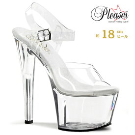Pleaser プリーザー クリアヒール サンダル クリア サンダル 厚底 18cm ヒール レディース メンズ 厚底サンダル 大きいサイズ 小さいサイズ ハイヒール ピンヒール ポールダンス 衣装 18センチ ヒール SKY-308 SKY308/C/M 即納 取寄 公式